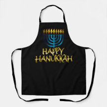 Happy Hanukkah Gold Teal Menorah