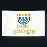 Happy Hanukkah Gold Teal Menorah Banner<br><div class="desc">Happy Hanukkah Gold Teal Menorah Banner</div>