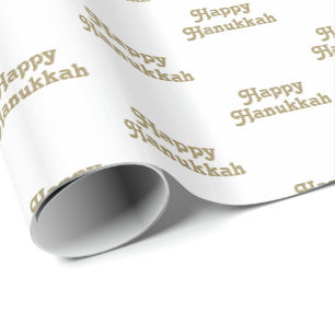 Happy Hanukkah gold white Jewish Holiday Gift  Wrapping Paper