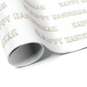 Happy Hanukkah gold white pattern Jewish Holiday  Wrapping Paper