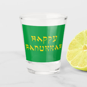Happy Hanukkah Greeting Gold Shot Glass