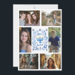 HAPPY HANUKKAH Hand-Drawn CUSTOM 6 PHOTO  Holiday Card<br><div class="desc">Hope you like this holiday design. Click "personalise" to edit and add your own photos and text to the front and back. Also available as digital download to send via email or text message and save on postage. Check my shop for more matching items like greeting cards, postcards, stickers, mugs,...</div>