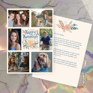 HAPPY HANUKKAH Hand-Drawn CUSTOM 6 PHOTO  Holiday Card