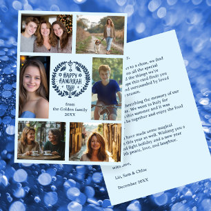 HAPPY HANUKKAH Hand-Drawn CUSTOM 6 PHOTO Holiday Card