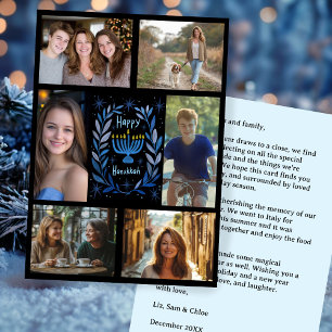 HAPPY HANUKKAH Hand-Drawn CUSTOM 6 PHOTO  Holiday Card