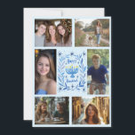 HAPPY HANUKKAH Hand-Drawn CUSTOM 6 PHOTO  Holiday Card<br><div class="desc">Hope you like this holiday design. Click "personalise" to edit and add your own photos and text to the front and back. Also available as digital download to send via email or text message and save on postage. Check my shop for more matching items like greeting cards, postcards, stickers, mugs,...</div>