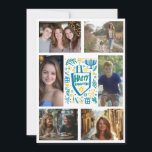 HAPPY HANUKKAH Hand-Drawn CUSTOM 6 PHOTO  Holiday Card<br><div class="desc">Hope you like this holiday design. Click "personalise" to edit and add your own photos and text to the front and back. Also available as digital download to send via email or text message and save on postage. Check my shop for more matching items like greeting cards, postcards, stickers, mugs,...</div>
