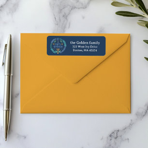 HAPPY HANUKKAH Hand-Drawn Holiday return address  Label