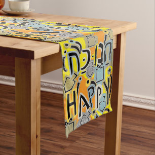 Happy Hanukkah Happy 14 x 72 Short Table Runner