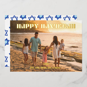 Happy Hanukkah Holiday Card Modern Family Photo 