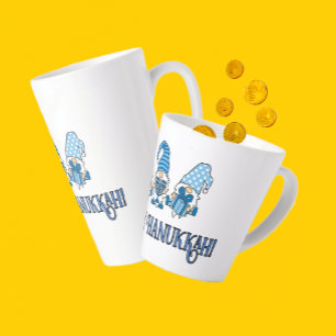 Happy Hanukkah Holiday Gnome  Latte Mug