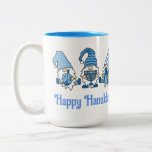 Happy Hanukkah Holiday Gnome  Two-Tone Coffee Mug<br><div class="desc">Did you know there were Hanukkah Gnomes? This super cute mug in blue and white is so fun for the 8 days of Hanukkah! Perfect for hot chocolate, coffee or tea with your Jelly Doughnuts, or fill it with Hanukkah gelt (gold foil wrapped chocolate coins), dreidels, rugelah, spicy herbal tea...</div>
