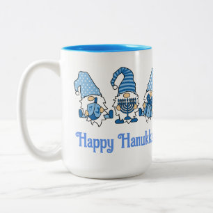 Happy Hanukkah Holiday Gnome  Two-Tone Coffee Mug
