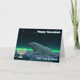 Happy Hanukkah - Ice Edge Polar Bear Holiday Card