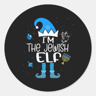 Happy Hanukkah I'm The Jewish Elf Family Christmas Classic Round Sticker