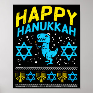 Happy Hanukkah Jewi-Rex Ugly Chanukah Sweater Boy Poster