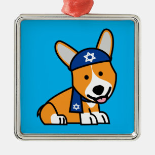 Happy Hanukkah Jewish Corgi Corgis Dog Puppy Metal Ornament