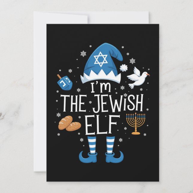 Happy Hanukkah Jewish Elf Family Group Christmas  Holiday Card (Front)