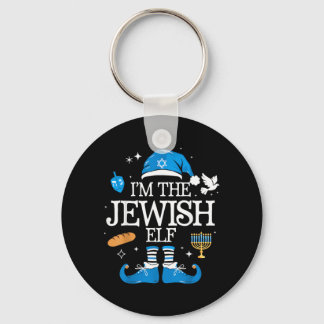 Happy Hanukkah Jewish Elf Family Group Christmas Key Ring