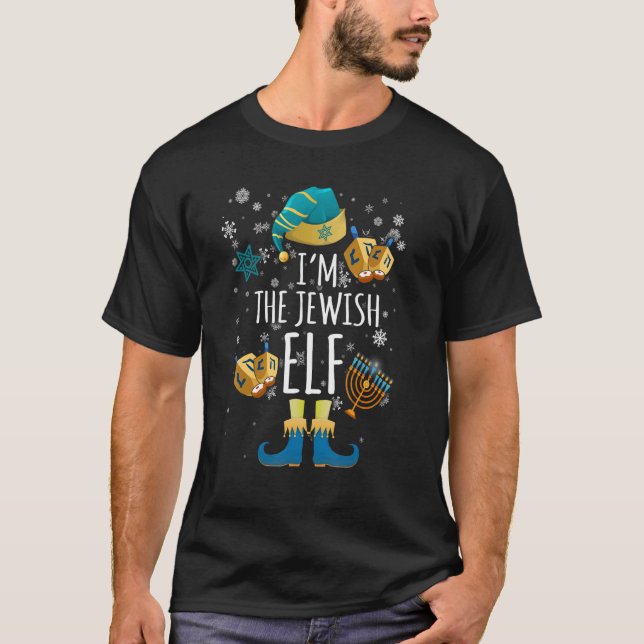 Happy Hanukkah Jewish Elf Family Group Christmas P T-Shirt (Front)