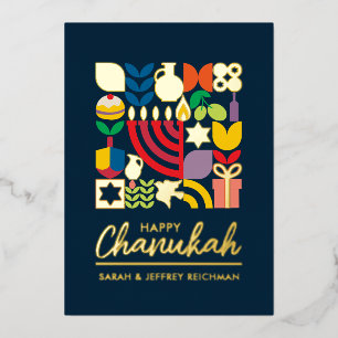Happy Hanukkah Jewish Greeting Foil Holiday Card