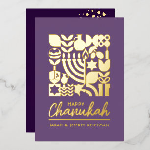 Happy Hanukkah Jewish Greeting Foil Holiday Card