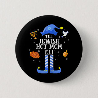 Happy Hanukkah Jewish Hot Mum Elf Family 6 Cm Round Badge