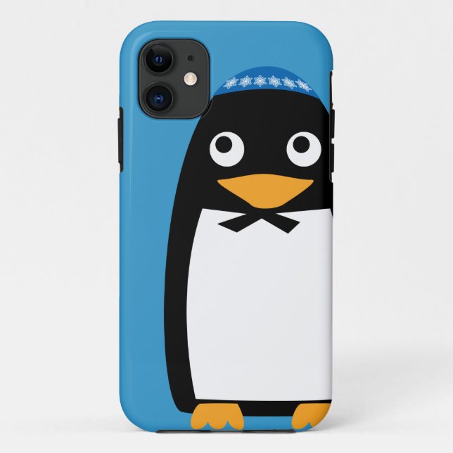 Happy Hanukkah Jewish Penguin Yarmulke Case-Mate iPhone Case (Back)