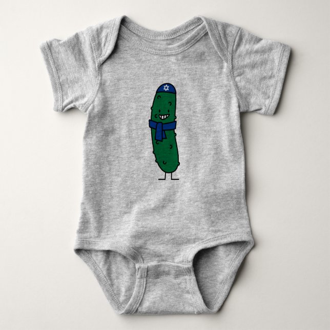 Happy Hanukkah Jewish Pickle Pickles Baby Bodysuit (Front)