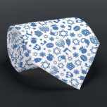 Happy Hanukkah Jewish Star Menorah Blue Neck Tie<br><div class="desc">Happy Hanukkah,  Menorah,  dreidel,  Jewish star,  pattern,  tie.</div>
