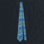Happy Hanukkah Jewish Star Menorah Blue Tie<br><div class="desc">Happy Hanukkah,  Menorah,  dreidel,  Jewish star,  pattern,  tie.</div>