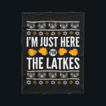 Happy Hanukkah Just Here For Latkes Hebrew Jewish  Fleece Blanket<br><div class="desc">Happy Hanukkah Just Here For Latkes Hebrew Jewish Holiday</div>
