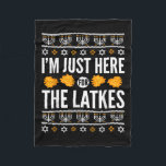 Happy Hanukkah Just Here For Latkes Hebrew Jewish Fleece Blanket<br><div class="desc">Happy Hanukkah Just Here For Latkes Hebrew Jewish Holiday</div>