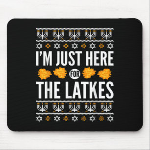Happy Hanukkah Just Here For Latkes Hebrew Jewish Mouse Pad