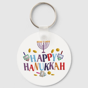 Happy Hanukkah Key Ring