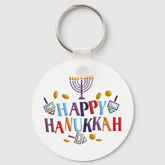 Happy Hanukkah Key Ring (Front)