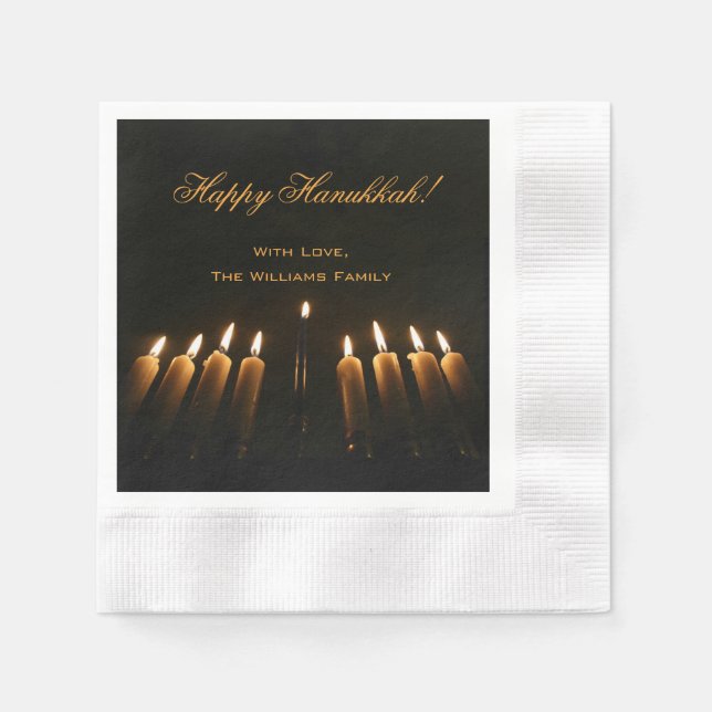 Happy Hanukkah Lamp Menorah Light Candles Chanukah Napkin (Front)