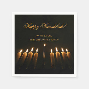 Happy Hanukkah Lamp Menorah Light Candles Chanukah Napkin