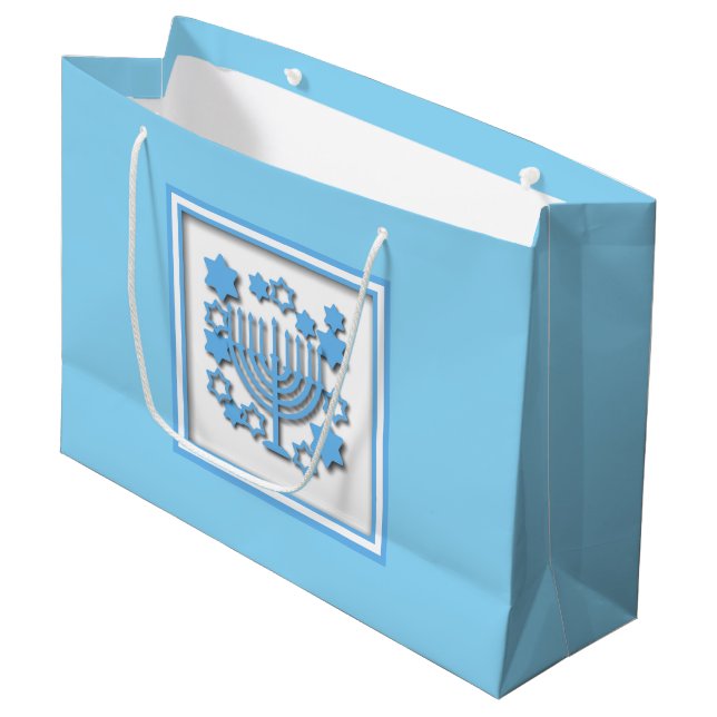 Happy Hanukkah  Large Gift Bag (Front Angled)