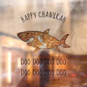 Happy Hanukkah Latke Shark Doo Doo Window Cling