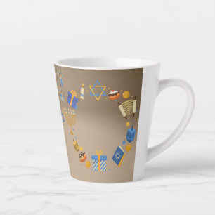 Happy Hanukkah Latte Mug in Brown