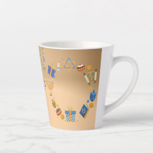 Happy Hanukkah Latte Mug in Orange