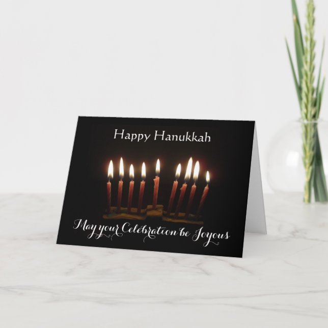 Happy Hanukkah Lit Menorah Card (Front)