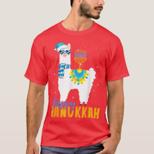 Happy Hanukkah Llama  Cute Alpaca Chanukah  T-Shirt