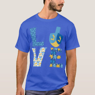 Happy Hanukkah LOVE Vintage Hebrew Menorah Jewish  T-Shirt