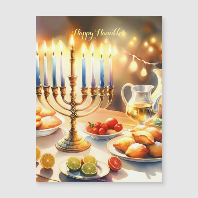 Happy Hanukkah Magnetic Invitation (Front)