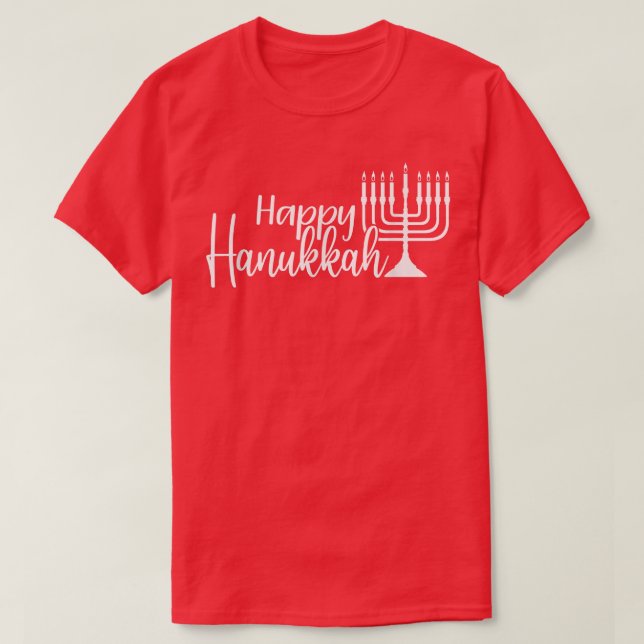 Happy Hanukkah, Men Women Kids, Menorah, Jewish Ho T-Shirt (Design Front)