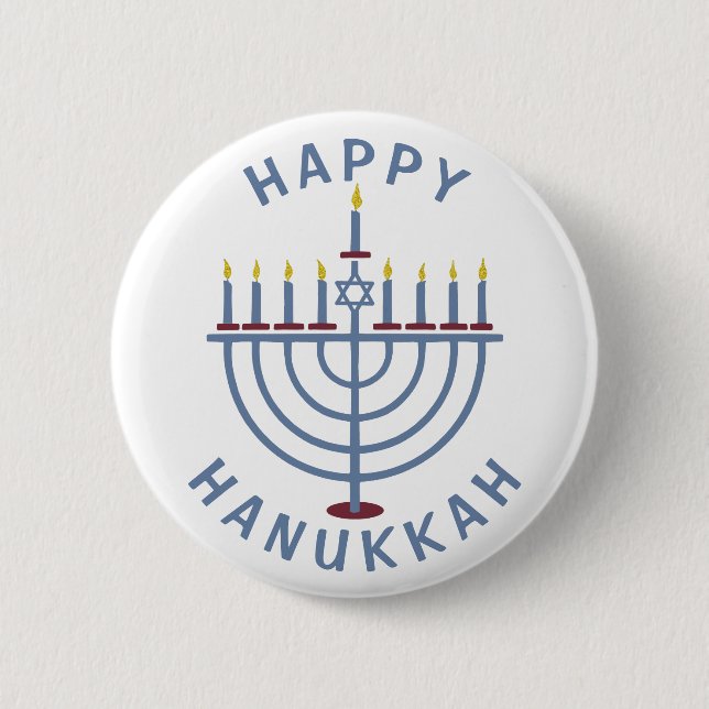 Happy Hanukkah Menorah 6 Cm Round Badge (Front)