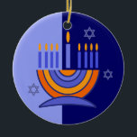 Happy Hanukkah. Menorah and Dreidels  Ceramic Ornament<br><div class="desc">Happy Hanukkah. Menorah and Dreidels Design Gift Ornaments. Matching cards and gifts available in the Jewish Holidays / Hanukkah Category of our store.</div>