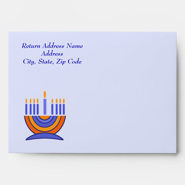 Happy Hanukkah. Menorah and Dreidels Envelope (Front)
